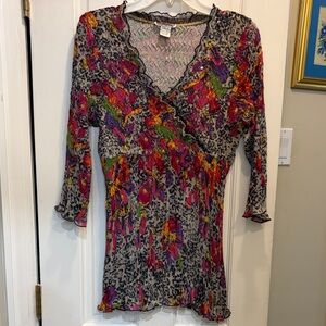 Alberto Makali Colorful Floral and Leopard Tunic